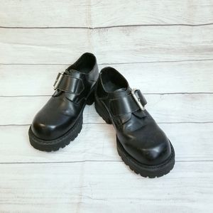 Bed Stu vintage Chunky Platform Monk Strap Loafers, Sz 8, Black, GUC